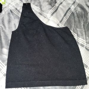 Black one shoulder crop top